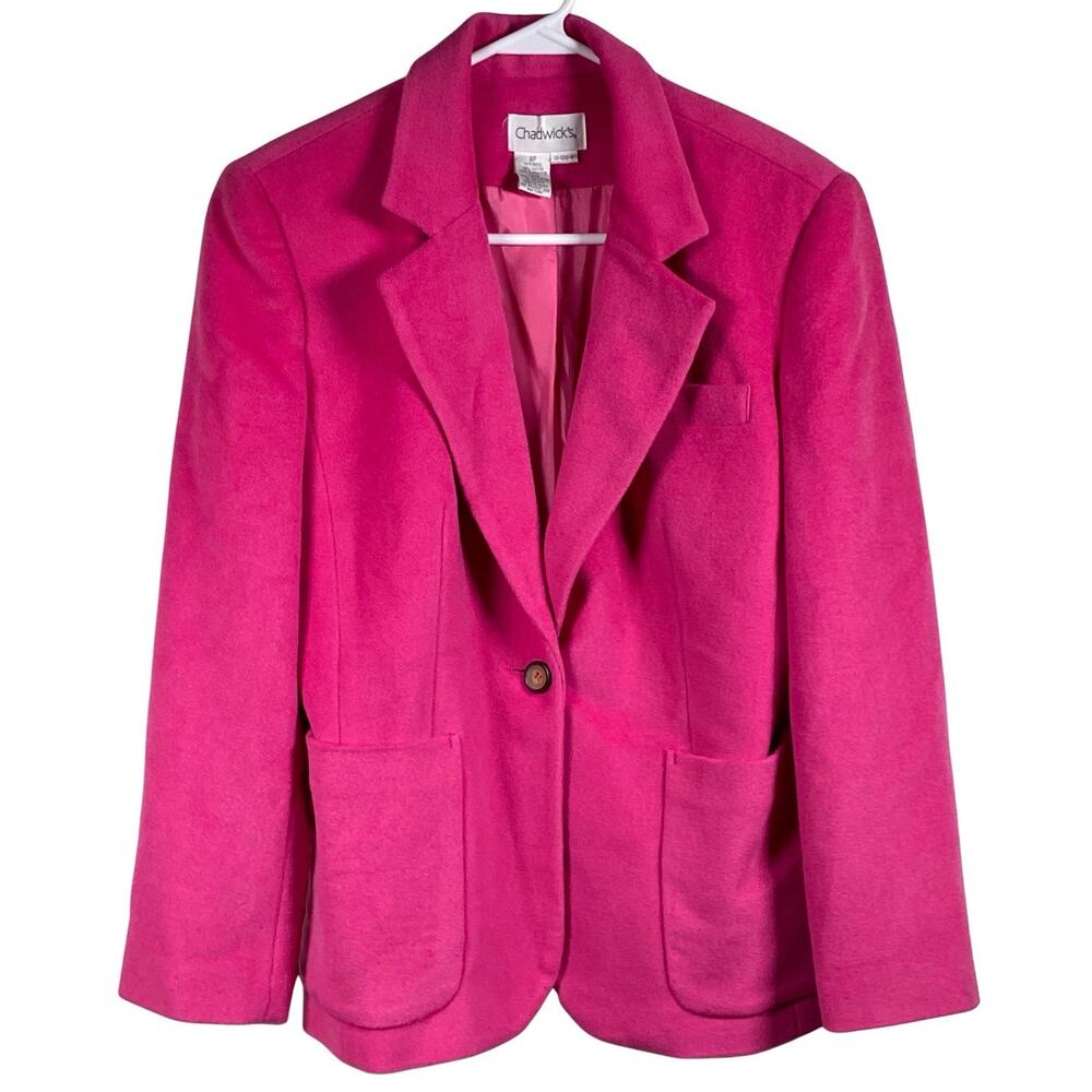 Chadwicks Blazer Women's 8P Pink Lined Wool Blend Single Button Cashmere Vintage